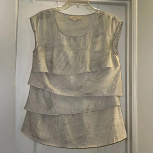 Loft Ann Taylor Sleeveless Black and White Blouse